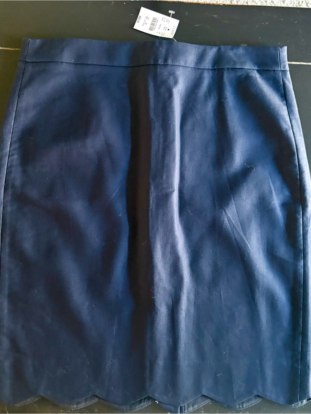 J. Crew Navy Scalloped Hem Pencil Skirt